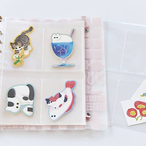 ONLY FOR OTONA Sticker Binder Type Pocket Refill (6-Hole) - Card Type Divided pockets—ideal for flakes, small stickers, or business cards. 10 Sheets