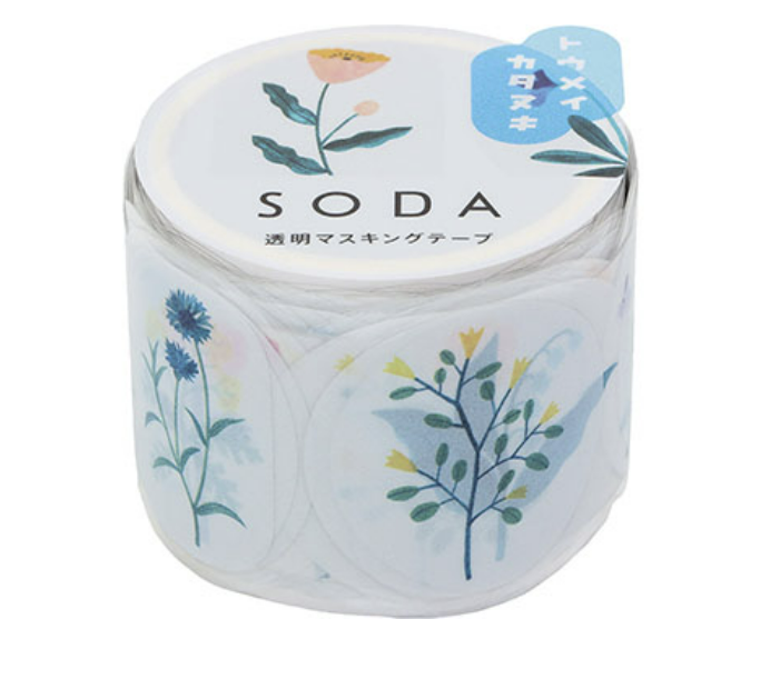 SODA transparent Masking Tape 1.2" Shaped / Wildflower