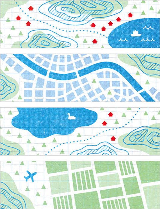 Pre-cut Decorative Tape KITTA WASHI Tape Basic / Map