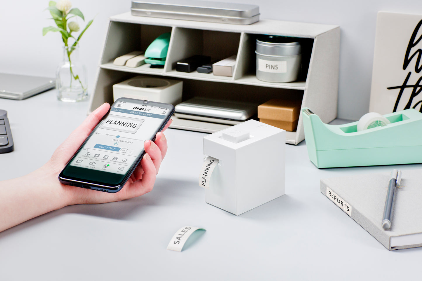 TEPRA Lite Starter Pack Set (Tepra Body x 1, 3 tapes set) Palm-size Label Printer for Organizing, Labeling, Decorating