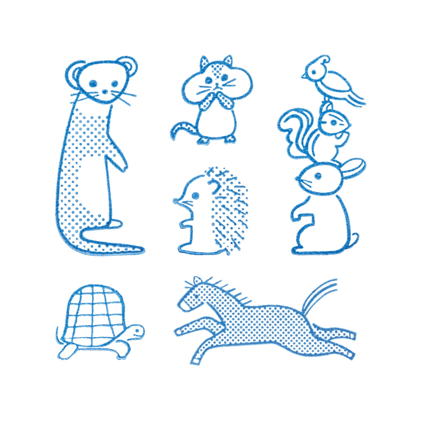 KORI JIRUSHI Crystal clarity stamp - 6 Set Box (Animal Set)